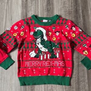DISNEY TOY STORY DINOSAUR CHRISTMAS SWEATER TODDLER BOYS 4T WOODY HOLIDAY RED